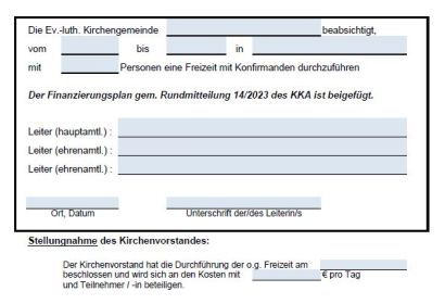 Anmeldung Konfirmanden Freizeit