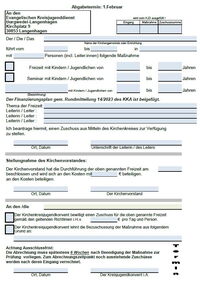 Formular Zuschussantrag für Jugendfreizeit