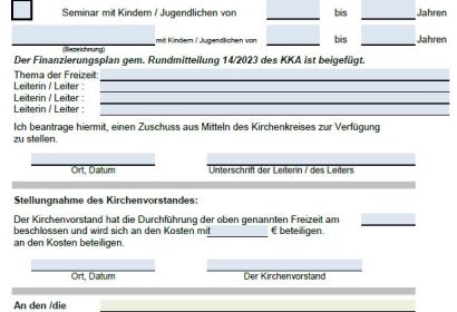 Formular Zuschussantrag für Jugendfreizeit